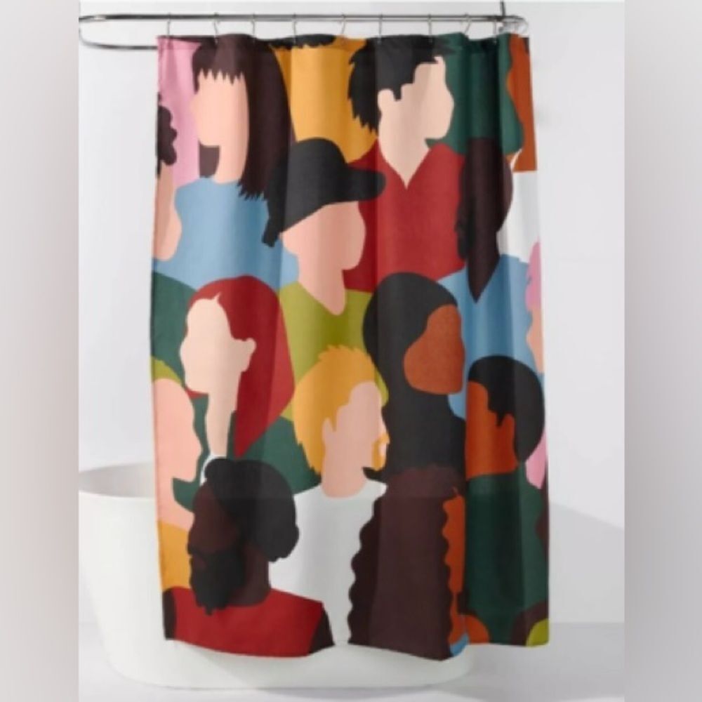 Fabric Shower Curtain Multi Colored Ethic People